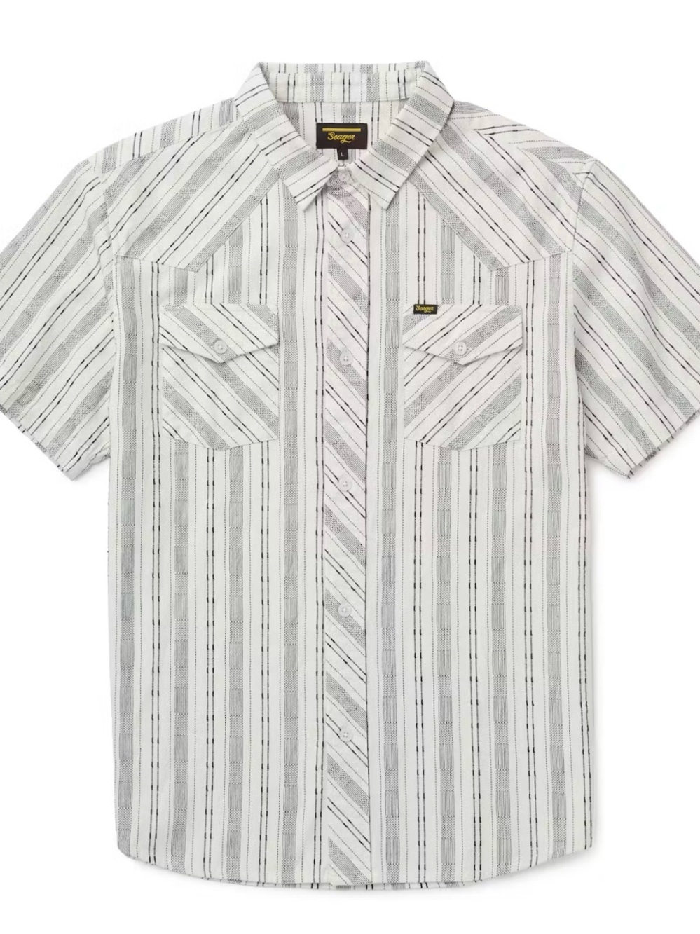 Seager Co. The Amarillo Short Sleeve Shirt Western Button Down White/Black Sz M